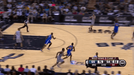 高清gif】5-9 今日最佳扣篮:马努妙传伦纳德空中左手闪人隔扣 6回复