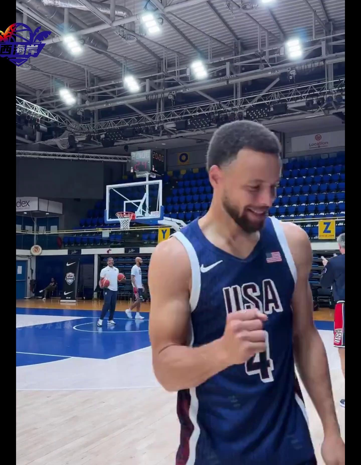 库日天!库里训练弹地逆天超远三分连中