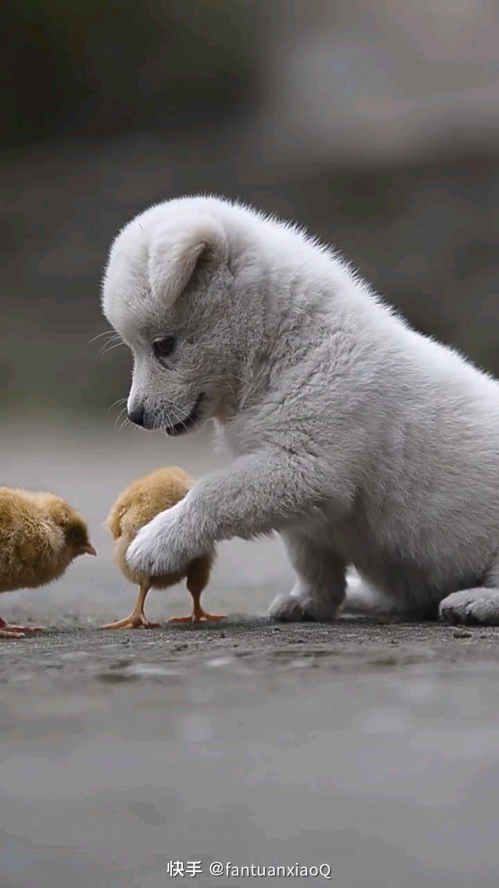 小狗与小鸡太可爱