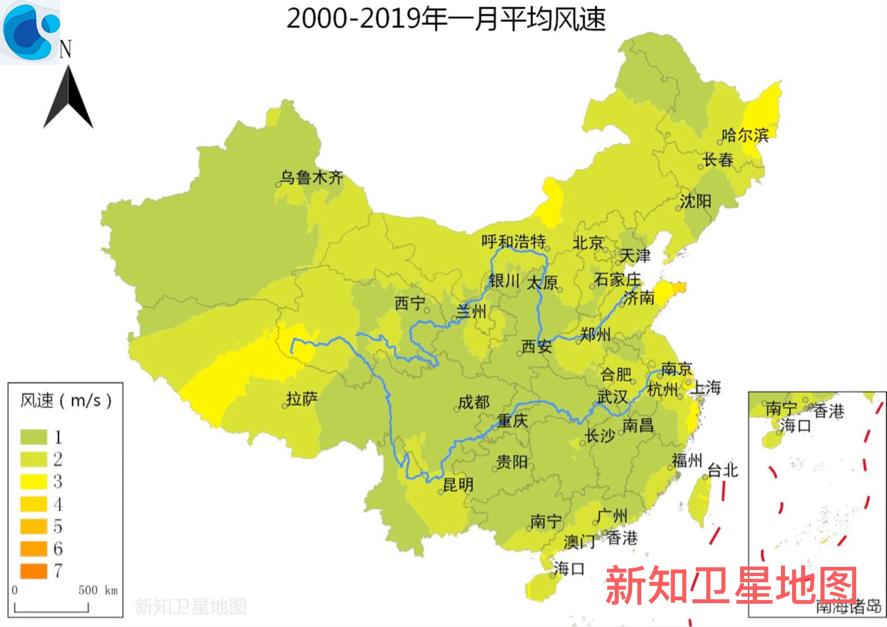 我国1月至12月的平均风速变化你看得出来吗