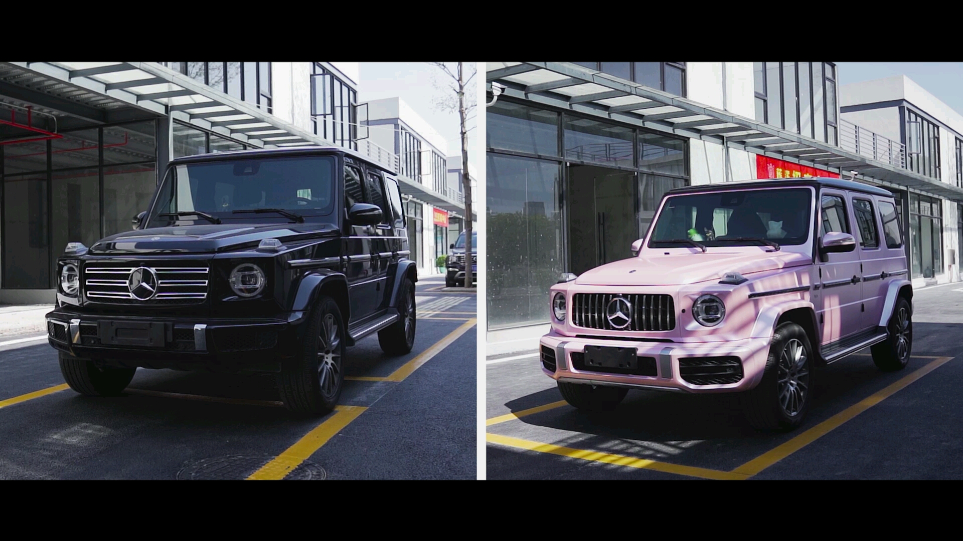 奔驰大g改色樱花粉刚柔并济好养眼