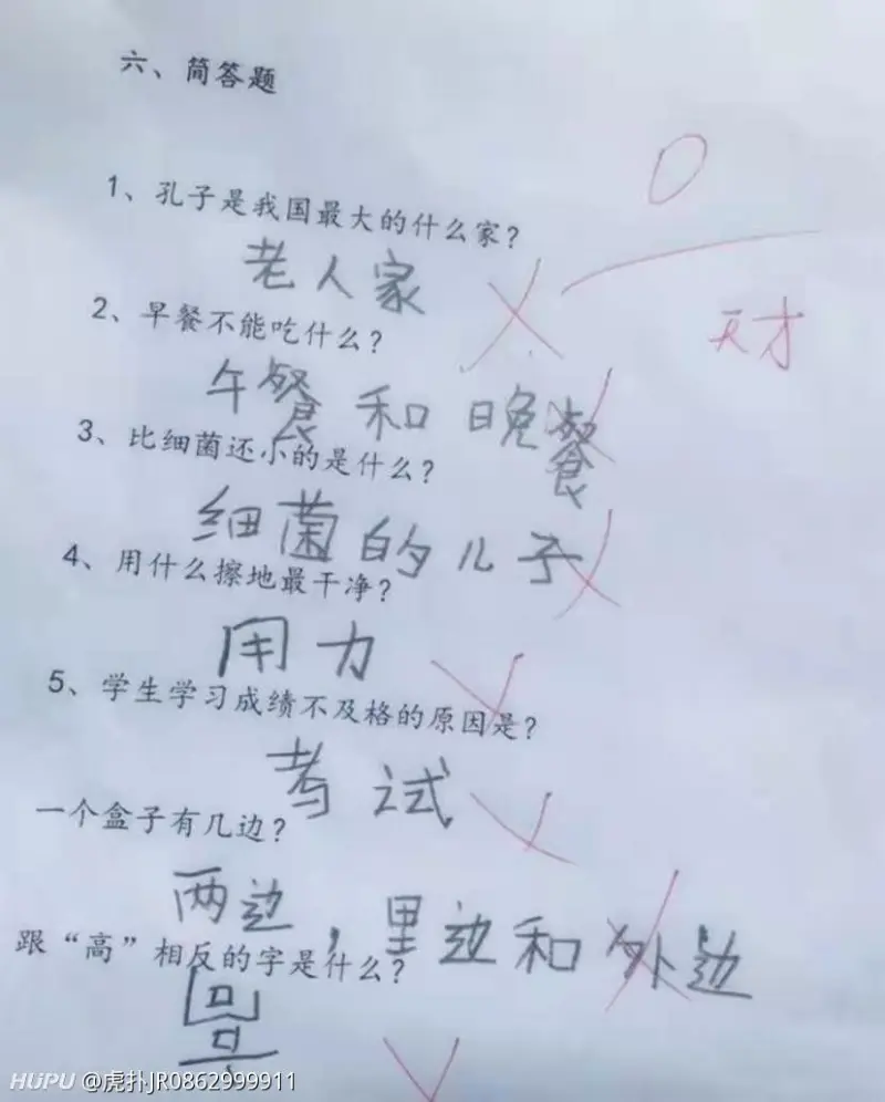 小学生的算数现在小学生太有才了 这些答案不能算错 啥破图都有 虎扑社区